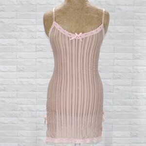 RAMPAGE Chemise Slip Bodycon Stretch Form Fitted Sheer Lace Nude Pink Medium